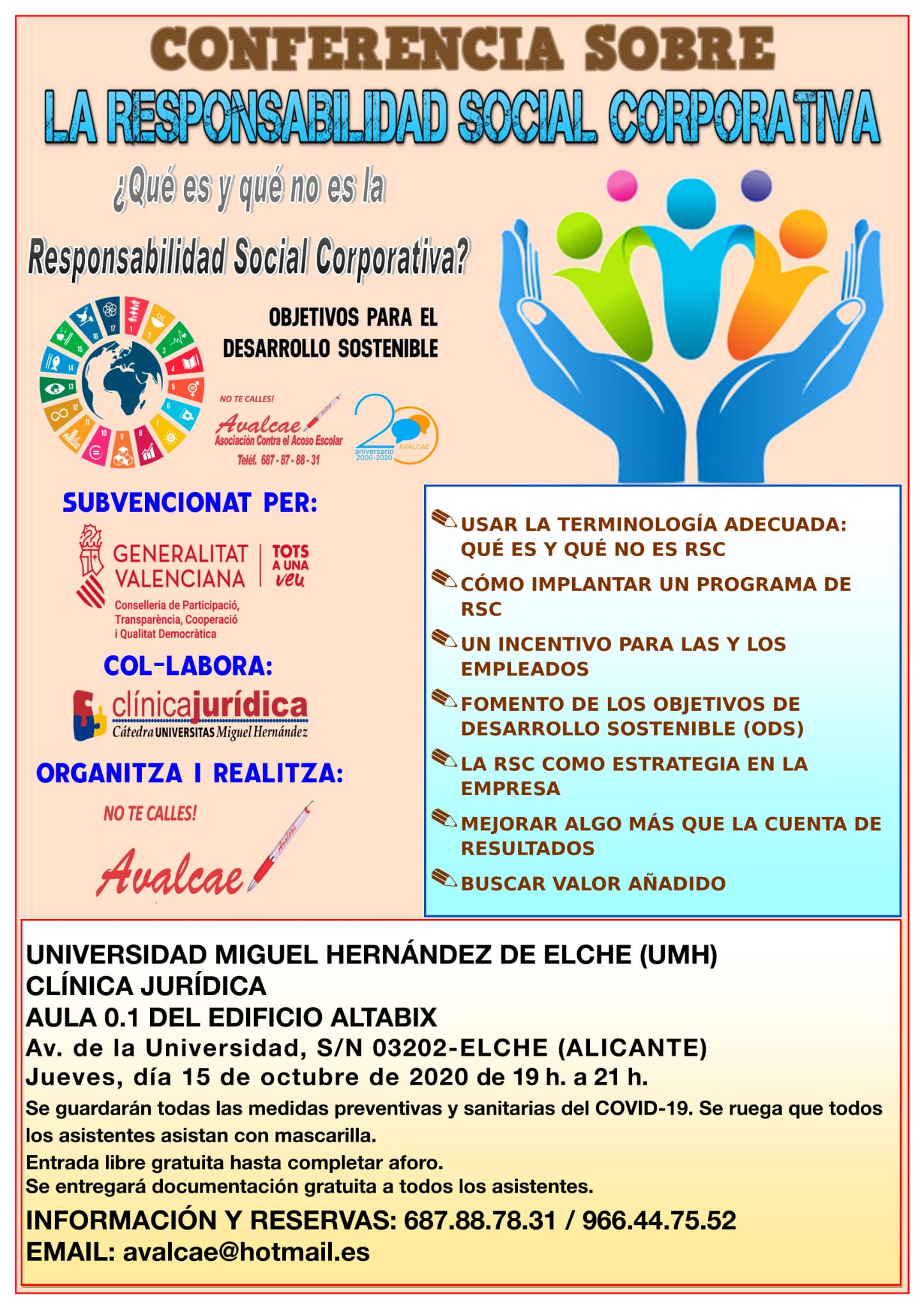 Conferencia sobre Responsabilidad Social Corporativa, jueves 15 octubre, 19:00 horas